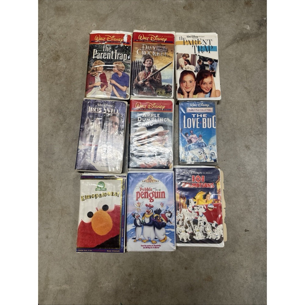 Kids VHS Collection Lot Of 9 Tapes Family Fun Vintage